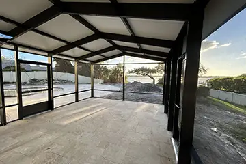 Screen room with insulated panel roof